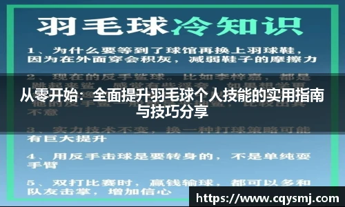 从零开始：全面提升羽毛球个人技能的实用指南与技巧分享